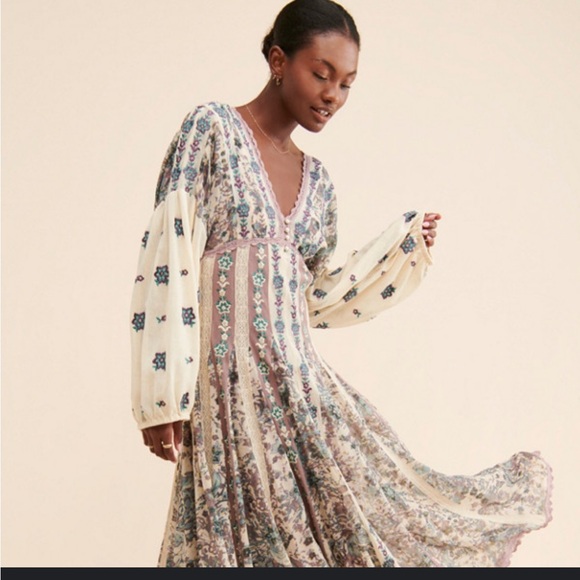Anthropologie let me be floral embroidered lace dress S flowy bohemian $248 - Picture 5 of 13